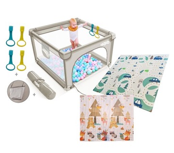 KOJEC DLA DZIECI PREMIUM 90x90 cm + GĄBKI ZABEZPIECZAJĄCE + DUŻA MATA 180cm