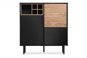 KOMODA CZARNA LOFT 150 DĄB NATURALNY LOFTY KONSIMO