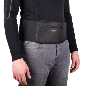 WOLF CIEPŁY TEKSTYLNY PAS MOTOCYKLOWY NERKOWY KIESZONKA Z PRZODU BLACK M