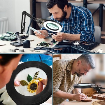 Светодиодная настольная лампа-лупа, увеличительное стекло Kreślarska, 10 уровней яркости