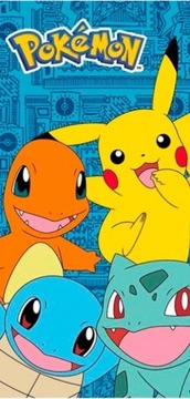 RĘCZNIK POKEMONY PIKACHU CHARMANDER SQUIRTLE