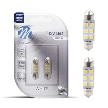 Dioda LED C5W 36mm M-Tech 6xSMD2835 Zimna Biel
