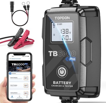 ТЕСТЕР АККУМУЛЯТОРА + ВЫПРЯМИТЕЛЬ 2в1 TOPDON TB6000PRO