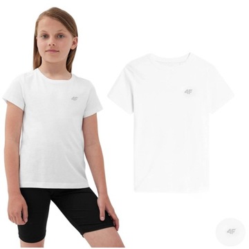 KOSZULKA DZIEWCZĘCA 4F T-SHIRT BAWEŁNA WF 152