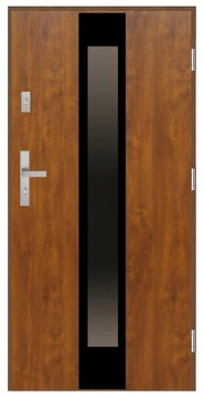 Drzwi wejściowe 72 mm SI4 BLACK ZŁOTY DĄB 90 PRAWE