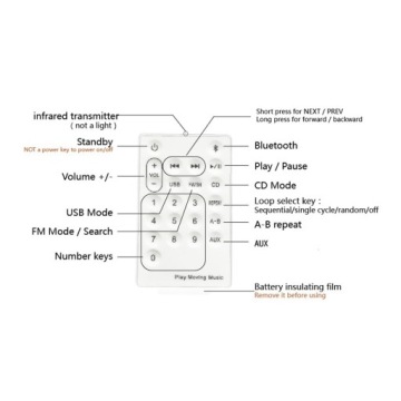 Портативный проигрыватель компакт-дисков FM-радио Bluetooth Hi-Fi