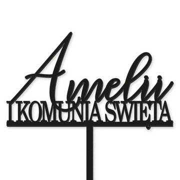TOPPER TORT I KOMUNIA SWIĘTA DOWOLNE IMIĘ CZARNY