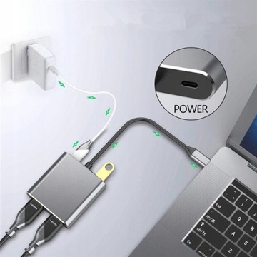 АДАПТЕР-ХАБ USB-C 4-В-1 2x HDMI 4K USB-адаптер