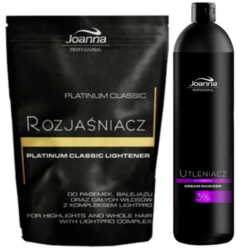 JOANNA PLATINUM ROZJAŚNIACZ DO WŁOSÓW 450G + UTLENIACZ W KREMIE 3% 1000ML
