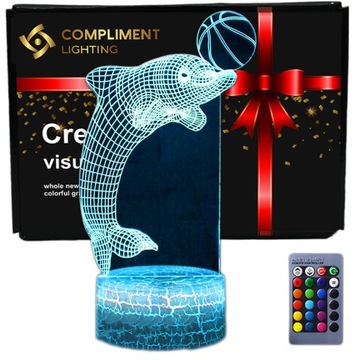 Lampka nocna 3D led usb na prezent Dolphin