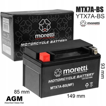 Akumulator do Motocykla Skutera Quada 7ah Moretti