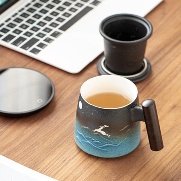 kubek do kawy Moonlight Deer Ceramic Tea Cup z E