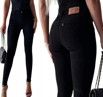 CZARNE SPODNIE JEANSOWE UCIĄGLIWE RURKI ALA LEVISKI MODELUJĄCE PLUS SIZE 34