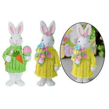 2 szt. Miniaturowa figurka z żywicy króliczek wielkanocny
