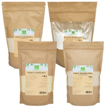 KETO Mąka Kokosowa 1kg Migdałowa + Łubinowa 500g i Błonnik Bambusowy BF100