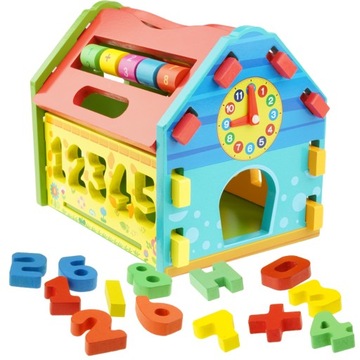 DREWNIANY SORTER KLOCKI DREWNIANE DOMEK DUŻY
