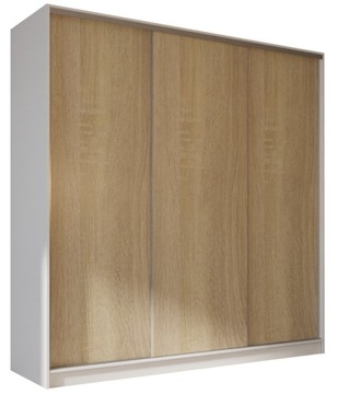 SZAFA PRZESUWNA 3 DRZWIOWA LINIA MODERN 150 x 250 CM BIAŁA + DĄB SONOMA