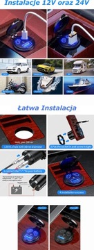 USB-розетка для зарядки QC 3.0 + 2xPD 108 Вт 12 В/24 В