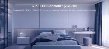 ZESTAW STEROWNIK DO TAŚM LED RGB RGBW RGBCCT 3w1 STREFOWY + CZARNY PILOT