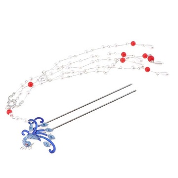 Бусины в китайском стиле с длинными кистями, палочка для волос, серебряная металлическая палочка для волос 03