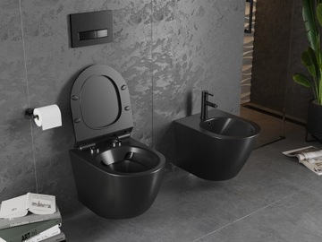 УНИТАЗНЫЙ УНИТАЗ MEXEN LENA, ЧЕРНЫЙ МАТОВЫЙ, БЕЗ ОПРАВЫ, ТОНКОЕ СИДЕНЬЕ