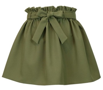 KHAKI SPÓDNICZKA SPÓDNICA MINI NA GUMIE PASEK