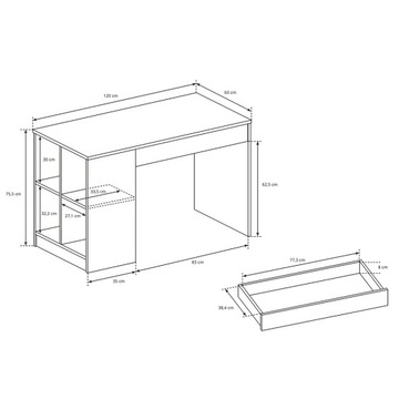 Компьютерный стол РОБИН, белый, шкаф для книг
