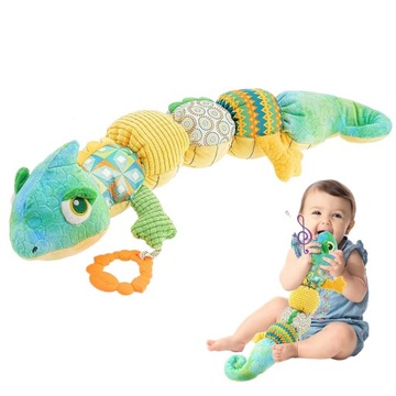 ZABAWKA KAMELEON SENSORYCZNA DLA NIEMOWLĄT MASKOTKA MUZYKA Z MIARKA WZROSTU