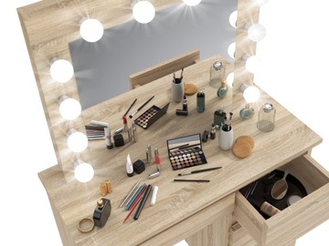 Косметический туалетный столик BETA 12 LED + STOOL Sonoma