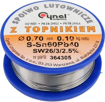Spoiwo lutownicze sn60pb40 0,7/100 76806 Cynel