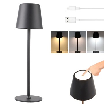 BEZPRZEWODOWA LAMPA STOŁOWA LAMPKA NOCNA DOTYKOWA ŚCIEMNIALNA USB