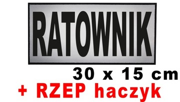 Ratownik - naszywka emblemat odblaskowy 30x15 cm RZEP na plecy