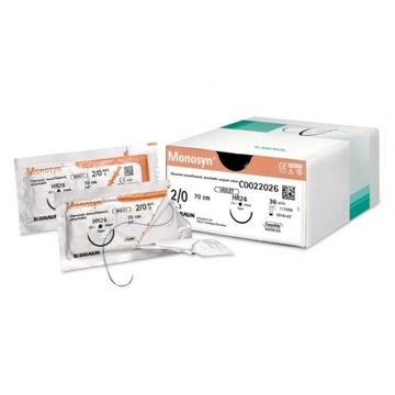 B.Braun Monosyn 4/0 nici chirurgiczne wchłanialne 3/8 koła DS19 70cm 36szt.
