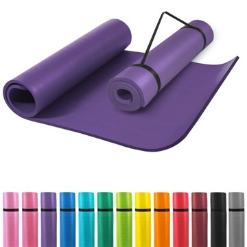 Mata do jogi ćwiczeń fitness gruba 1,5 cm DUŻA fioletowa