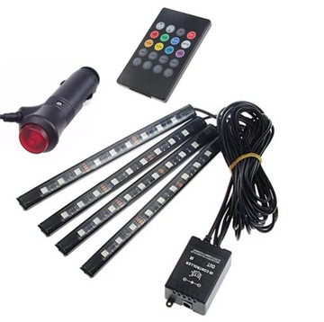 OŚWIETLENIE RGB LED x36 DO WNĘTRZA AUTA KABINY SAMOCHODU + STEROWNIK ZD65A