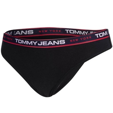 TOMMY HILFIGER STRINGI DAMSKIE MAJTKI 3P CZARNE/GRAFITOWE/GRANATOWE r.M