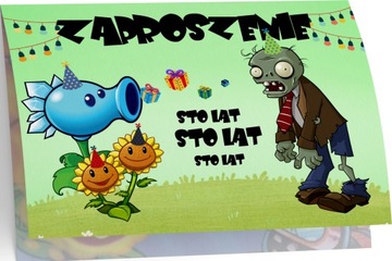 ZAPROSZENIE PLANTS VS ZOMBIES ZAPROSZANIA GRY 20x15 cm