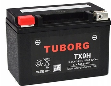 Akumulator wzmocniony Tuborg YTX9-BS TX9H 9Ah 160A