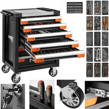 SZAFKA WÓZEK NARZĘDZIOWY + 174 NARZĘDZI NEO TOOLS 7 SZUFLAD 84-220+G ZESTAW
