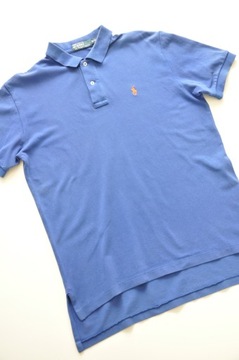 POLO by RALPH LAUREN Niebieskie polo + logo pomarańczowym M