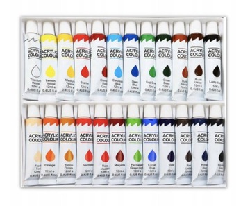 Zestaw farb akrylowych Farby akrylowe 24x12 ml