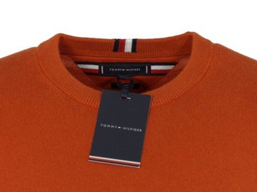 TOMMY HILFIGER sweter męski, bawełniany z kaszmirem, pomarańczowy, S