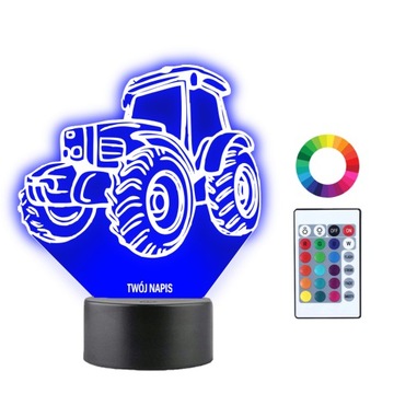 Lampka Nocna Traktor 3D Led Pilot Imię Grawer
