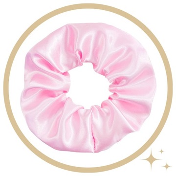Gumka do włosów SATYNOWA scrunchies różowa BEZPIECZNA z połyskiem WYGODNA