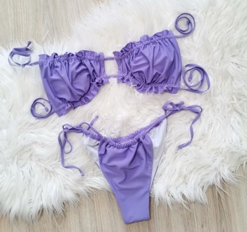 NOWY dwuczęściowy strój kąpielowy bikini z wysokim wycięciem 38 M