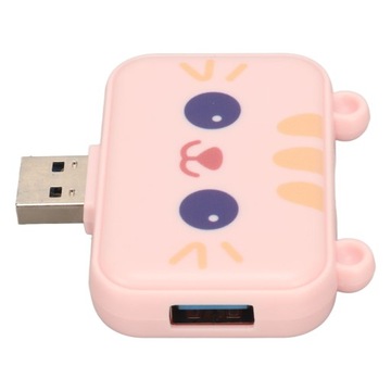 USB-концентратор 3 в 1 с USB A и 2 портами USB 2.0 для ноутбука и ПК Розовый
