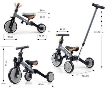 Трехколесный велосипед 4-в-1 с ручкой Optimus Plus Milly Mally