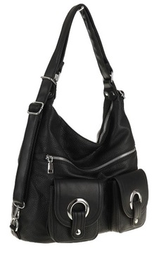 SARA MODA Włoska Torebka Damska Plecak Worek 2w1 6895 Black