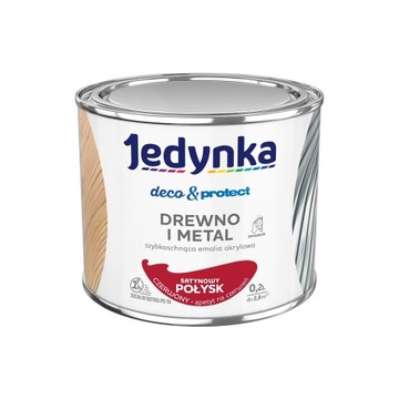 Jedyna Farba Deco & Protect Drewno i Metal Satynowy Polysk Czerwony 0,2L