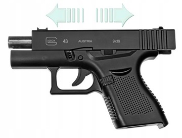 Пистолет металлический пружинный с глушителем Glock детский.